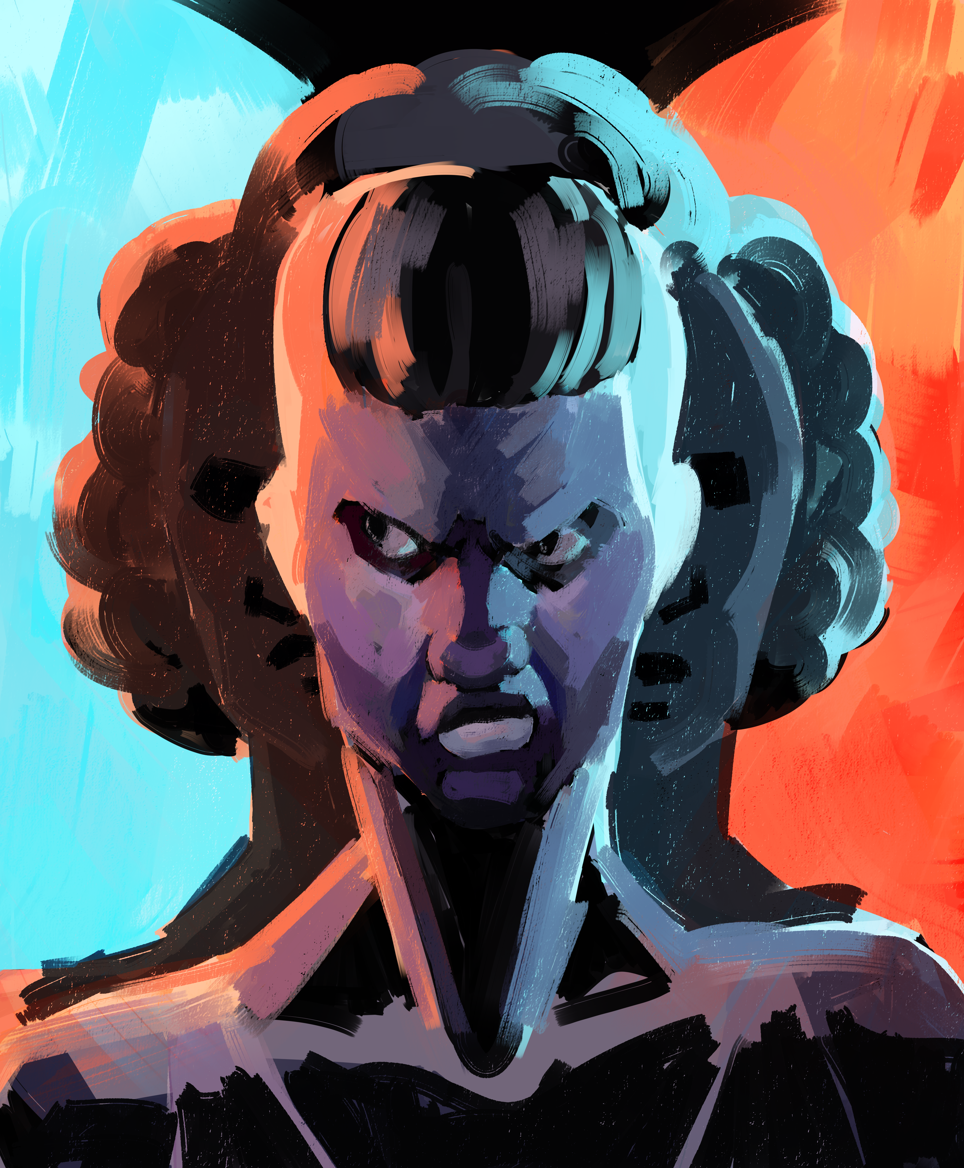 A Disco Elysium style experiment with Wolf 359 character, Isabel Lovelace (my design).