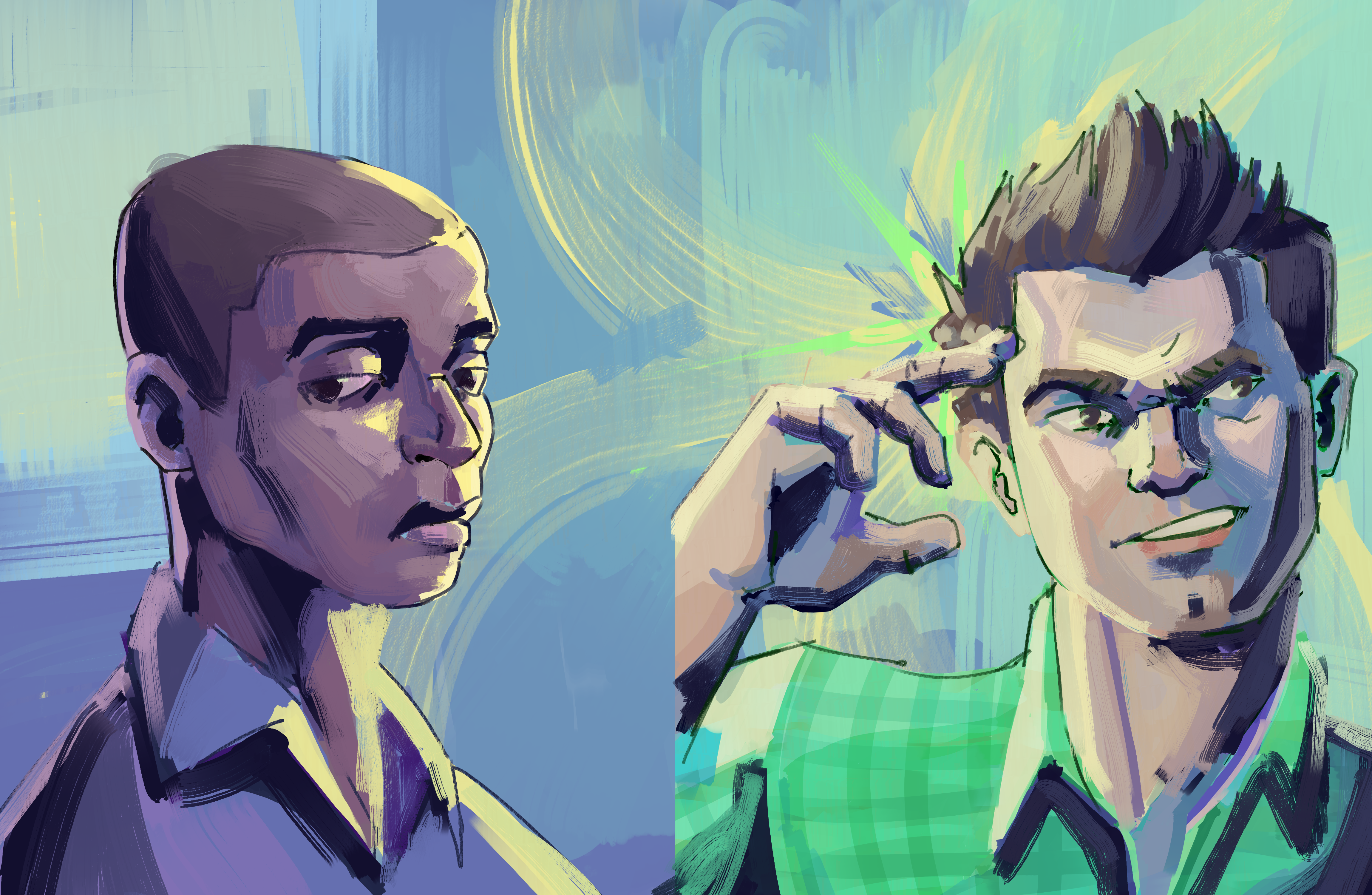 A Disco Elysium style experiment with Psych(2006-2011) characters Shawn and Gus