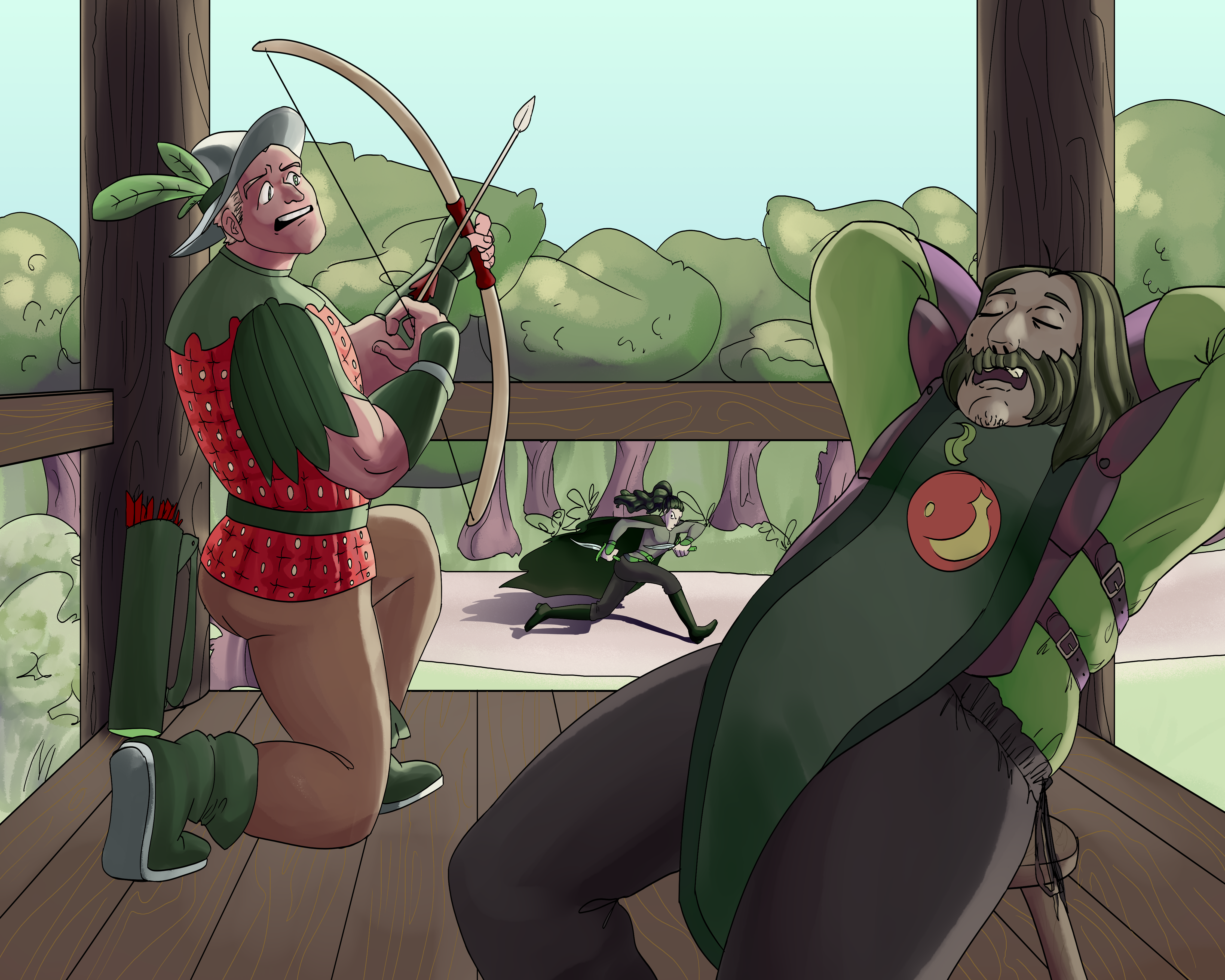 Fruit Knights. Strawberry Archer and Avocado Guard on watch.